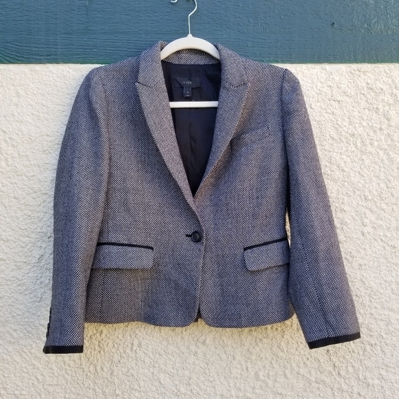 J. Crew black and white mini dot wool blazer size 4 - Picture 1 of 7